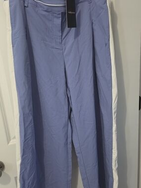 Fabletics Light Blue Track Pants with White Side Stripe